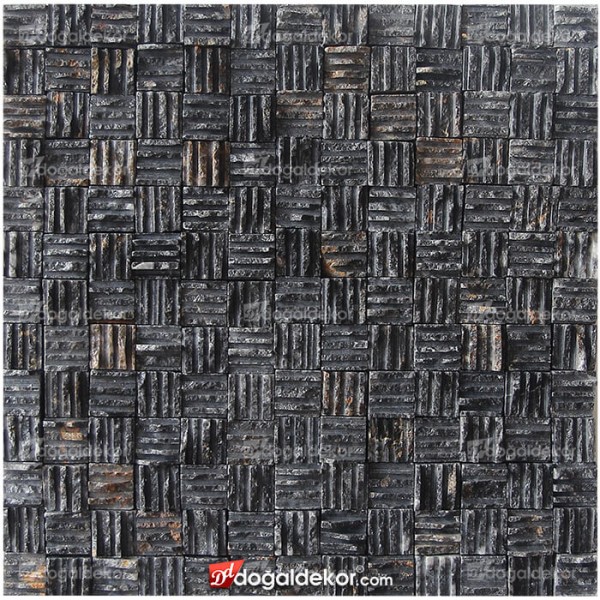 Patlatma Taş Taraklı Duvar Kaplama Siyah Doğal Taş 23x23mm -DT1436